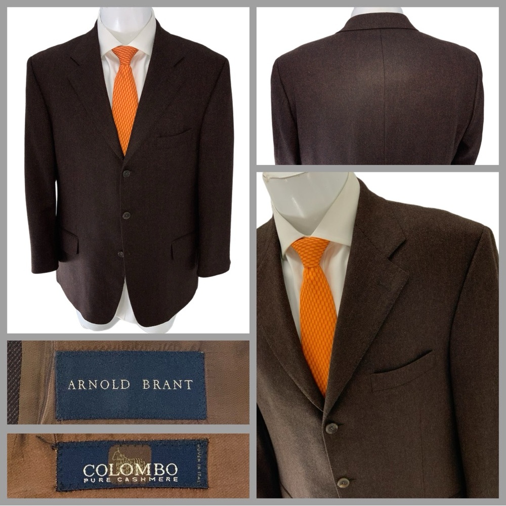 Arnold Brant Blazer 42R Brown Colombo 100% Cashmere 3B 2V Canada YGI W5-15
